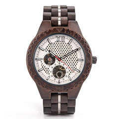 Hollow Dial Wooden Strap Men Mechanical Watch, D27-1, D27-2