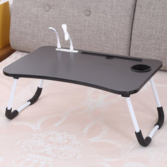 USB Folding Computer Desk With Fan & Lamp, Size: 60x40x28cm, Cool Black, Teenage Pink, Sky Blue, White Maple, Walnut, Eye Grotection Green
