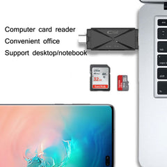 YH-109 SD/TF/Type-C/Micro USB/USB Computer PC Mobile Phone OTG Card Reader, White, Black