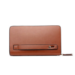 LEINASEN A82 Handbag Men Business Clips Long Big Capacity Casual Multi-Card Zipper, Black, Brown