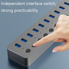 Blueendless USB Splitter Aluminum Alloy QC Fast Charge Expander, 7-port (12V2A Power), 10-port (12V4A Power)