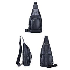 BUFF CAPTAIN 129 First-Layer Cowhide Men Soft Chest Bag Outdoor Casual Large Capacity Messenger Bag