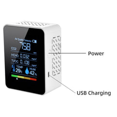 Portable CO2 Air Quality Formaldehyde Carbon Dioxide Detector Indoor Temperature Hygrometer with LED Digital Display, 5 in 1 Semiconductor