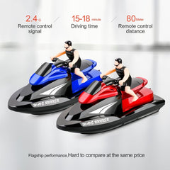 809  2.4G Remote Control Motor Speed Boat High Speed Electric Yacht Model Children Water Toys, Specification, Single Battery (Red), Single Battery (Blue)
