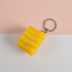 PVC Simulation Vegetable Model Pendant Creative Play House Small Toys, 3 PCS Keychain Hot Dog, 3 PCS Keychain Corn, 3 PCS Keychain Broccoli, 10 PCS Keychain Fungus, 5 PCS Keychain Lotus Root, 5 PCS Keychain Kelp, 5 PCS Keychain Ham Sausage