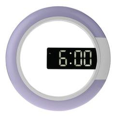 LED Mirror Hollow Wall Clock 7-color Switch Electronic Digital Display Wall Clock, Hollow Wall Clock