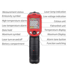 TASI Colorful Screen Infrared Thermometer,  -50-480 Degrees Celsius, TA601A