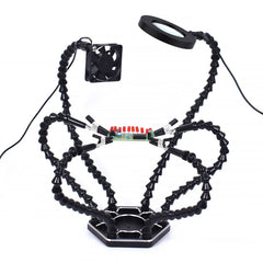 Six-Jaw LED Lamp Magnifying Glass Soldering Station with Fan, N-SS6LMF-BK9, N-SS6LF-BK9