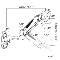 Gibbon Mounts GM112W Wall-Mounted Gas Spring Lifting Computer Monitor Stand