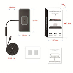 C1-PRO 2 In 1 Car Wireless Charging Anti-Slip Pad With Luminous For AirPods / iPhone, C1PRO Black