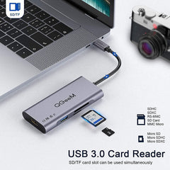QGeeM 7 In 1 Multifunctional USB3.0 TYPE-C Extension HUB Adapter, QG-UH07-3(7 In 1)