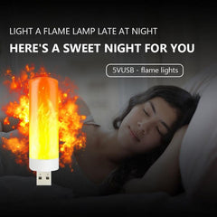 4 PCS USB Candlelight LED Imitation Flame Lamp, 4 PCS Flame Lamp