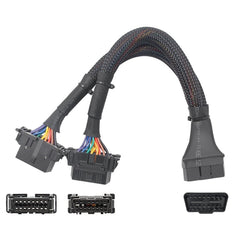 2 In 1 16PIN Car OBD Elbow Extension Cable Converted Cable, 2 In 1 16PIN