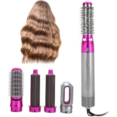 5-in-1 Hot-air Comb Automatic Straightening Dual-purpose Hair Dryer, Silver+Rose Red(EU Plug), Silver+Rose Red(US Plug), Silver+Rose Red(UK Plug), Black(EU Plug), Black(US Plug)