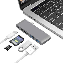 USB-C To HDMI Splitter Docking Station Card Reader, Specification：, 5 in 1 Gray, 5 in 1 Silver, 6 in 1 Gray, 6 in 1 Silver
