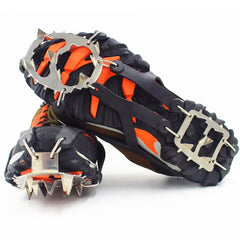 1 Pair  18 Large Spikes Crampons Outdoor Winter Walk Ice Fishing Snow Shoe Spikes,Size:, L Black, L Orange