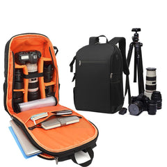 Oxford Cloth Waterproof Photography Backpack 17 Inch Laptop Backpack, Orange, Grey