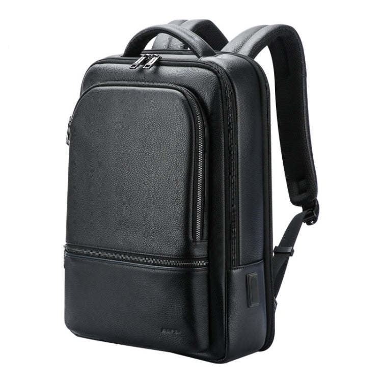 Bopai 61-70111 Cowhide Multi-compartment Waterproof Anti-theft Backpack with USB Charging Hole, 61-70111