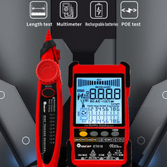 Rechargeable Adjustable Network Cable Tester Wire Tracker POE Cable Tester, ET616 (Red), ET618 (Red)