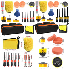 19 PCS / Set Car Beauty Cleaning Brush Details Brush Washing Glove Tool Set, 19 in 1 Red Ring, 19 in 1 Yellow Ring