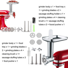 For Kitchenaid Porking Enemy Accessories Dough Maker Grinder Meat Universal Set, Grinder Meat Set (White), Grinder Meat Set (Silver Gray)