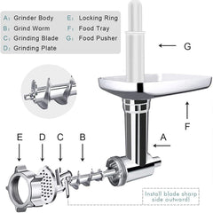 For Kitchenaid Porking Enemy Accessories Dough Maker Grinder Meat Universal Set, Grinder Meat Set (White), Grinder Meat Set (Silver Gray)