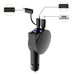 3 In 1 40W Fast Charging Dual Cable Retractable Car Charger, 40W