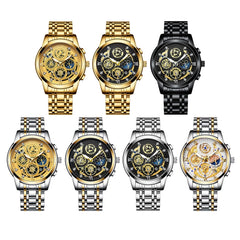 BINBOND 4010 Multifunctional Waterproof Hollowed Luminous Quartz Watch