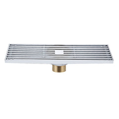 8x30cm Extended Full Copper Strip Floor Drain, Style:, K8034 Chrome Plated+Black Straight Row, K8034 Chrome Plated+Copper Self Seal, K8034 Chrome Plated+5.5 Deep Water Seal, K8034 Chrome Plated+Magnetic Suspension, K8035 Nickel Brushes+Black Straight R...