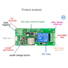 2pcs Sonoff Single Channel WiFi Wireless Remote Timing Smart Switch Relay Module Works, 5V