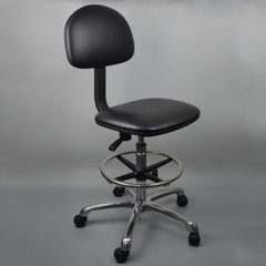 Anti-static Chair Liftable Adjustable Stool PU Leather Backrest Chair With Footrest,Spec:, Fixed Foot Cup 600-800mm, Mobile Wheel 620-820mm