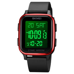 SKMEI 1858 Square Waterproof Digital Dual Display LED Luminous Watch, 1858 Red, 1858 Blue, 1858 Black, 1858 Rose Gold