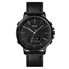 SKMEI 1652 Dual Movement Sports Leather Alloy Male Watch, Rose Gold Shell White Machine, Rose Gold Shell Black Machine, Gold Shell Black Machine, Black Shell Black Machine, Silver Shell White Machine, Silver Shell Black Machine