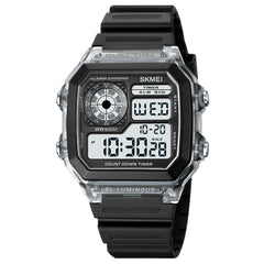 SKMEI 1998 Transparent Shell Ice Sensor Outdoor Sports Waterproof Multi-function Watch, 1998 White, 1998 Black
