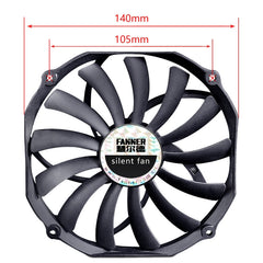 FANNER Ice Soul F14015 4PIN PWM Ultra-thin Chassis Fan Desktop Computer Radiator, F14015