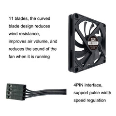 FANNER Ice Soul F8010 Ultra Thin Chassis Fan 4pin PWM Intelligent Speed Adjustment Quiet Cooling Heat Dissipation, F8010