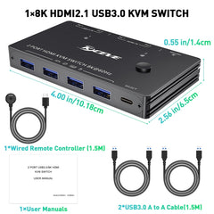 KC-KVM8201 USB3.0 Switch U Disk Printer Two Computers To Share 8K HDMI KVM Switch, KC-KVM8201
