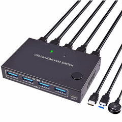 KC-KVM201A 2 In 1 Out 4K 60HZ HDMI KVM Switching USB3.0 Shared Computer Shaped Printer U Disk, KC-KVM201A