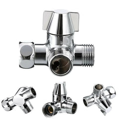 Double Handle Brass 3 Way Shower Arm Diverter Valve Hand Held Showerhead Shower Splitter, Brass