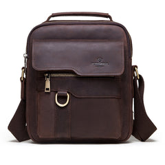 HUMERPAUL Men Leather Cross-Body Bag Shoulder Bag, MH577 (Brown)