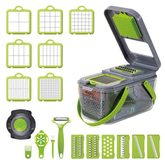22 in 1 Multifunctional Food Chopper Grater Onion Dicer Veggie Cutter with 13 Stainless Steel Blades, 22 in 1 Multifunctional