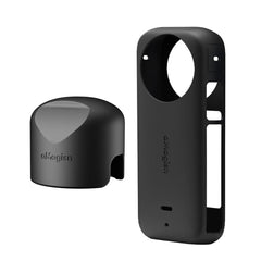 For Insta360 X3 AMagisn Body Silicone Protective Cover, Body+Lens Case (Black), Body Case (black), Lens Case (Black)