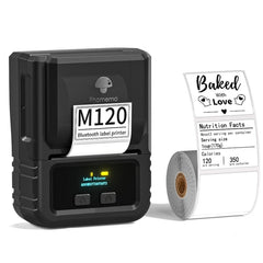 Phomemo M120 Label Maker Barcode Printer Bluetooth Thermal Label Machine, Black, White, Orange