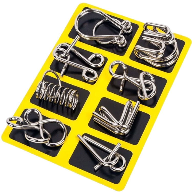 8pcs /Set Intelligence Unlocking Kids Puzzle Nine Links Toys, A Model Yellow, B Model Blue, C Model Pink, D Model Green