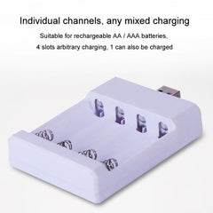 Fast USB 4 Slot Battery Charger AA/AAA Rechargeable Battery Universal Four Slot Charging Box, With Cable