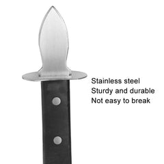 Stainless Steel Opening Oyster Scallop Tool Kitchen Shell Pryer, Knife+Wooden Stand