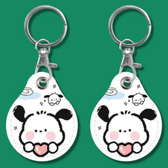 2pcs Cute Sensor Access Door Card Cover Keychain Elevator Water Drops Round Key Holder, Lovely Pacha