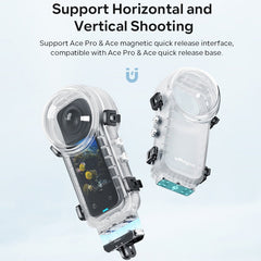 For Insta360 X4 aMagisn 50m Depth Waterproof Protective Case Quick Release Invisible Diving Cover, Waterproof Case