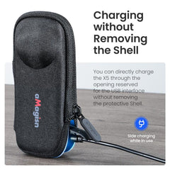 For Insta360 X5 Camera aMagisn Storage Bag Hard Shell Protective Case with Carabiner Clip, Storage Bag