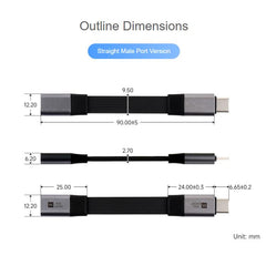 WAVESHARE USB4 V2.0 Type-C Extension Cable 80Gbps High-Definition Video Transmission, Straight Head, 90-Degree Bend Head